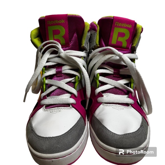 Reebok Pink Gray White High-Top Sneakers - Picture 5 of 11
